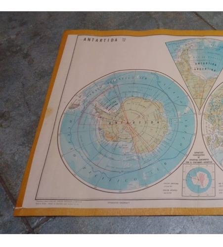 Antiguo Mapa Antartida Polo Sur Polo Norte 1971 X Caballito