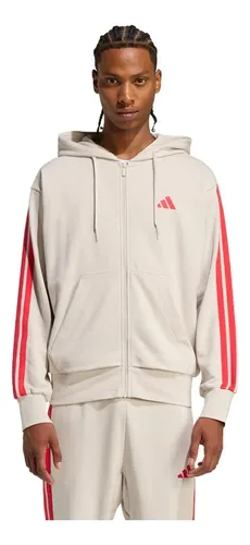 Moletinho Capuz Zíper Essentials Três Listras Adidas