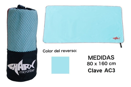 Imagen 1 de 5 de Toalla Microfibra Sharx* 80x160cm Color Aqua Envío Gratis