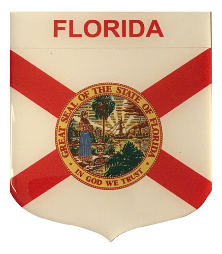 Adesivo Resinado Em Escudo Da Bandeira Da Flórida