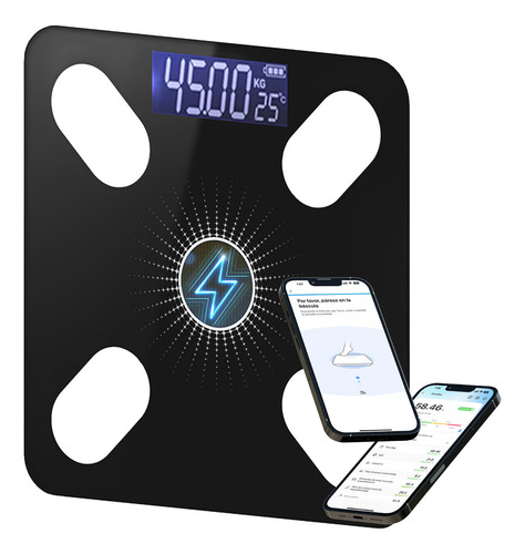 Báscula digital COMERCIO Báscula solar Báscula Inteligente negra, hasta 180 kg 127V