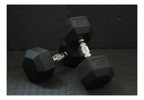 Mancuernas En Forma Hexagonal Par 40lb De Acero Y Caucho
