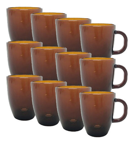 Taza Vidrio Rigolleau Tazón Amanecer Mug 370ml Ámbar X 6 Ambar Tazón Amanecer