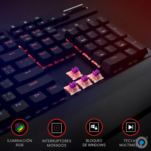 Imagen 3 de 7 de Teclado Gamer Redragon Yama K550 Outemu Purple Latam, Rgb