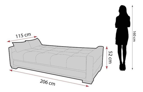 Sofá cama Grazi de 3 plazas, terciopelo negro inca