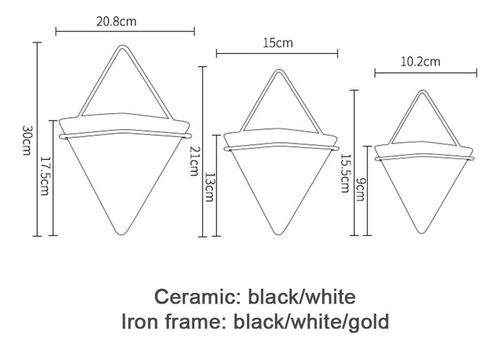 A Maceta Pared Cerámica, 2 Unidades, Nórdica, Triangular
