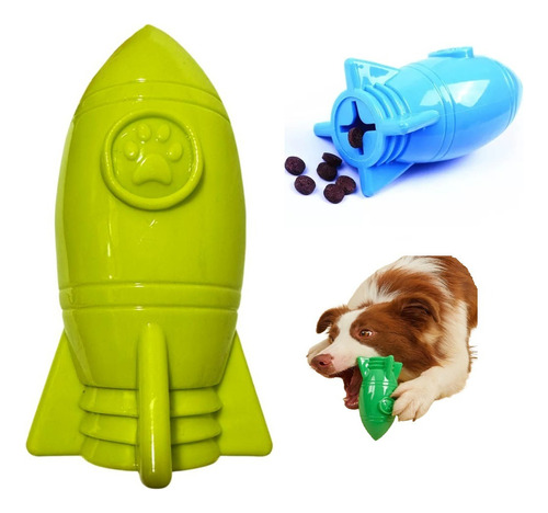 Comedero interactivo para mascotas Rocket Dog, juguete recargable, color verde
