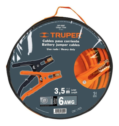 Cables Para Iniciar Batería Carro 3,5m 6 Awg Truper