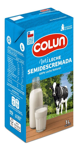 Leche Semidescremada Colun Sin Tapa 1 L