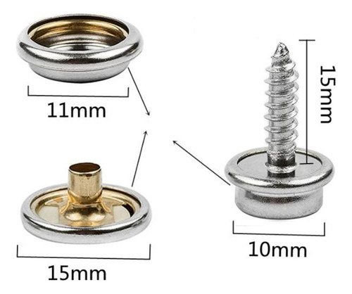 Kit De Broches De Lona De Acero Inoxidable, 152 Uds., Botón