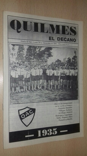 Historia Quilmes A.c. El Decano Fasciculo N°5 Diario El Sol