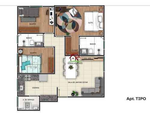 Imagem 12 de 14 de Ótimo Apartamento De 03 Quartos No Cabral! - 2529