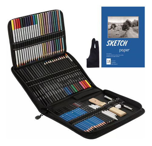 Set De Lápices De Dibujo Profesional De 74 Piezas Con Lápice