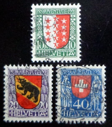 Suiza, Serie Yv. 185-87 Pro Juventud 1921 Usada L7763