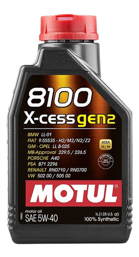 Motul 8100 X-cess 5w40 Acea A3 B4 Api Sn Sintético 1 Lt