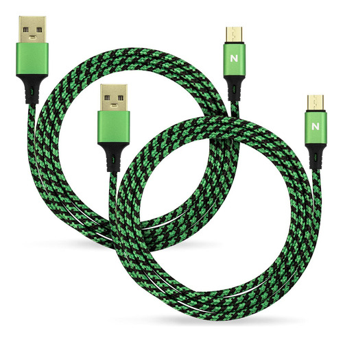 Cable Micro Usb Carga Rápida 4m 2 Pack Verde