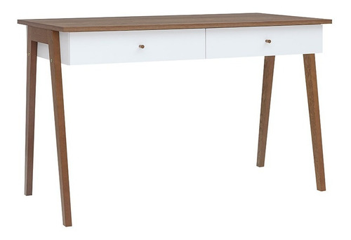 Imagen 1 de 10 de Escritorio Hocker Blanco Y Nogal Këssa Muebles