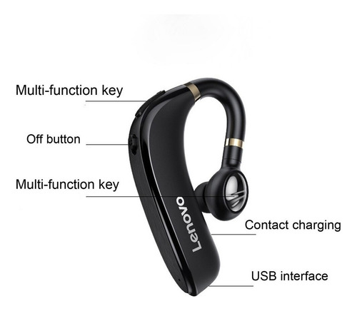 Imagen 3 de 7 de Lenovo Hx106 Audífono Inalámbricos Manos Libres Bluetooth