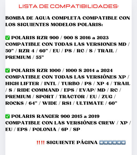 Bomba De Agua Completa Polaris Rzr 1000 2014-2024 Raizer