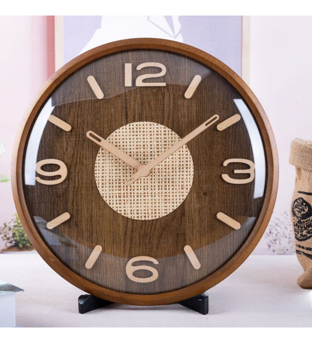 Reloj De Pared 3d Beige De 12 Pulgadas Con Tronco De Madera