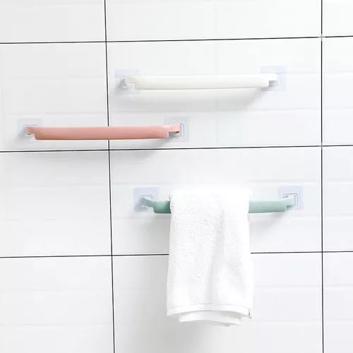 Toallero de baño sin perforaciones, soporte autoadhesivo montado en la  pared, rollo de papel, colgador colgante
