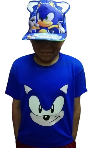 Playera Y Gorra De Sonic Con Ojos Que Brillan En La Oscurida