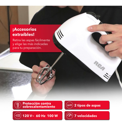 A Rca Batidora De Mano 7 Velocidades Rc-093 Color Blanco