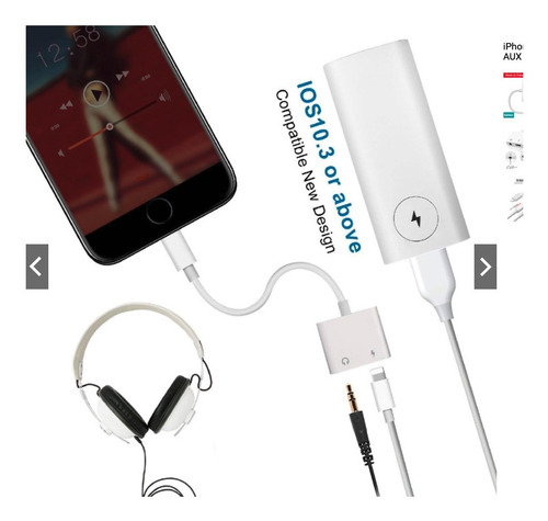Imagen 7 de 9 de Splitter Lightning Carga Jack Miniplug 3.5mm iPhone iPad