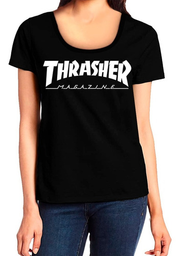 Remeras Thrasher Magazine Mujer Skate Logo 3