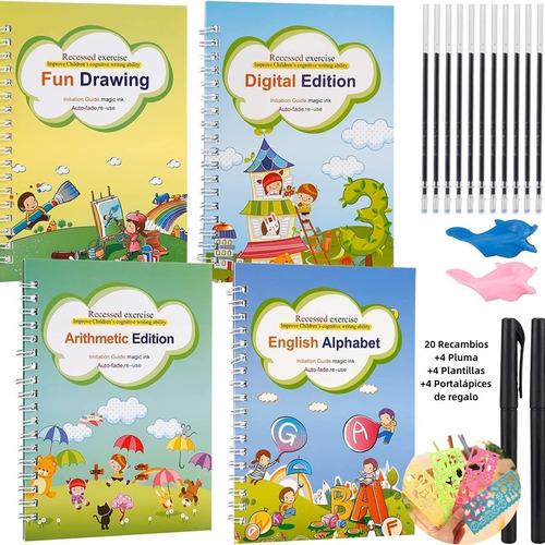 Magic Práctica Copybook Set Reutilizables Libro Con 20 Pluma