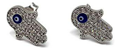 Pendientes Hamsa Con Ojo Turco Esmaltado - Plata 925