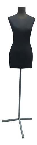 Maniqui Busto Adulto Dama Con Base De Metal Desarmable Negro (Usado)