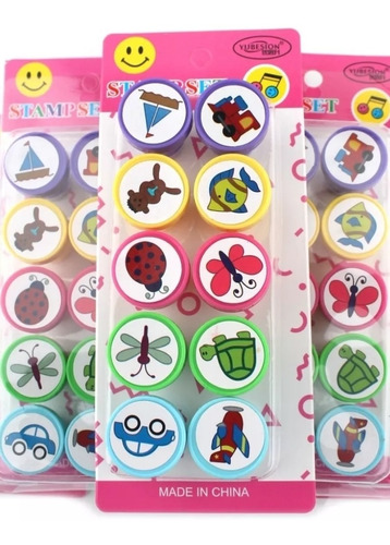 30 Sellos Infantiles De Colores Mixtos Entintados Mixtos