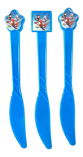 10 Cuchillos De Plástico Azul Con Diseño De Spidey Friends