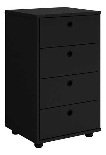 S.M. Online Mesa De Cabeceira Gaveteiro Classic Multiuso Acabamento Brilhante Cor Preto