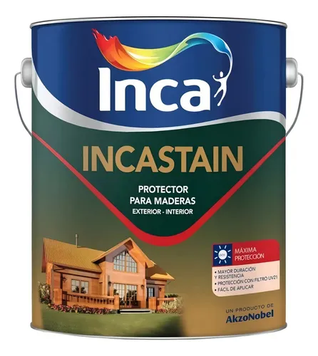 Pintura Protector De Madera Inca Incastain 4 Litros Acabado Satinado Color Cedro