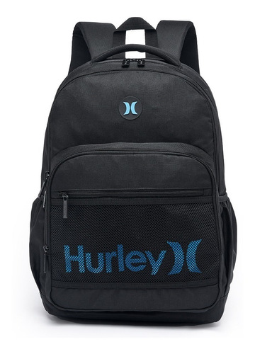 Mochila Executiva Impermeável 19L Cor Preto e Azul Hurley