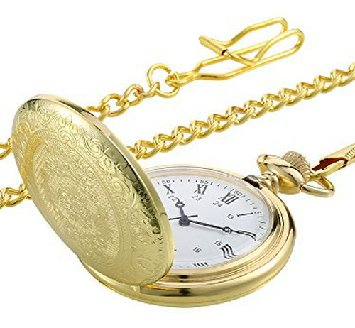Pangda Vintage Bolsillo Reloj De Oro Acero