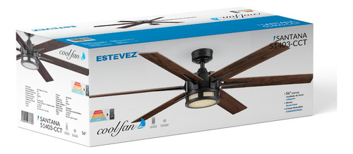 Ventilador De Techo Santana Cct 56 pulg blancos dinámicos Bronce Seis Aspas Coolfan