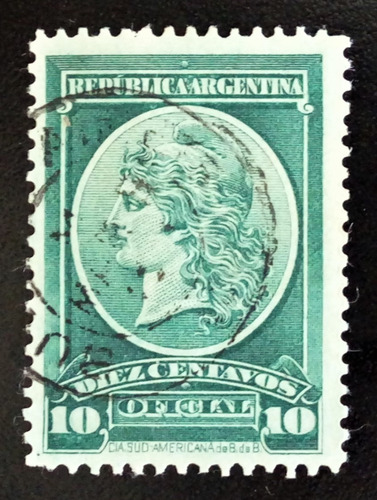 Argentina, Oficial Gj 44 Efigie 10c 12 1-4 1901 Usado L16431