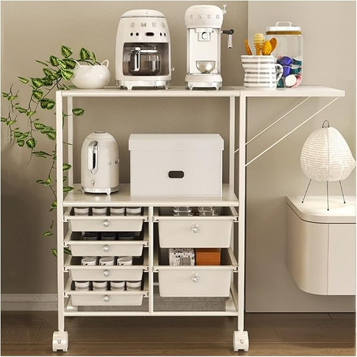 Carrito Organizador Metalico 3 Niveles Con Ruedas Blanco Blanco