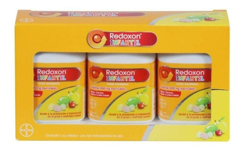 Redoxon Infantil 3 Frascos Con 100 Tabletas Masticables C/u