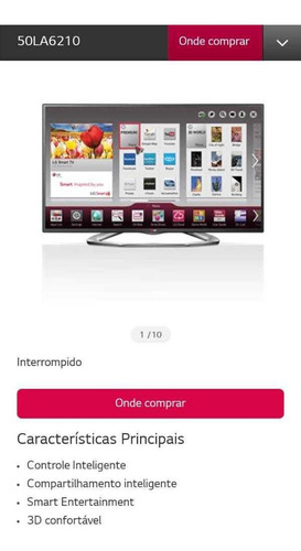 Smart Tv LG Modelo: 50la621050 Polegadas Com Tela Trincada