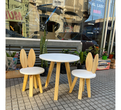 Combo Bunny Set De Dos Sillas Conejo Y Mesa Infantil