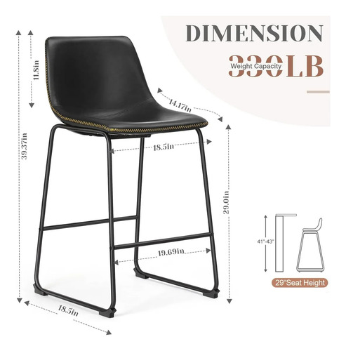 2 Piezas Banco Silla Barra Desayunador Comedor Bar Vanlig®