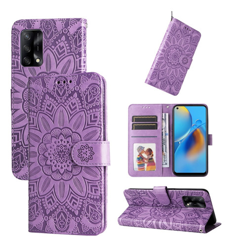 Funda De Teléfono De Piel Morada Para Oppo A74 4g/f19 4g/a95