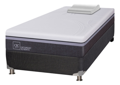 Cama Americana 1.5 Plazas Cic Ortopedic Advance + Almohada Gris