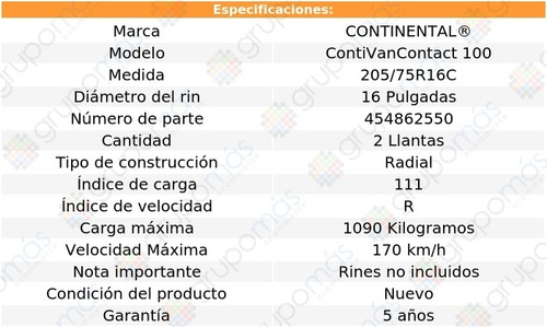 2 Llantas Conti 205/75r16c Contivancontact 100 111r