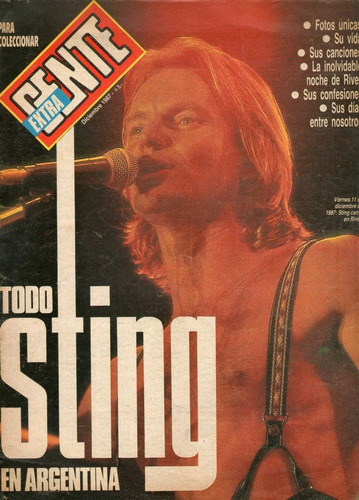 Revista Gente Extra * Todo Sting En Argentina * 1987