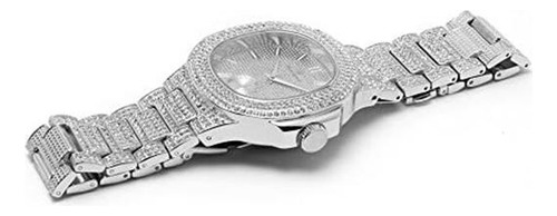 Charles Raymond Bling-ed Out Pulsera Cubana Con Reloj De Hip